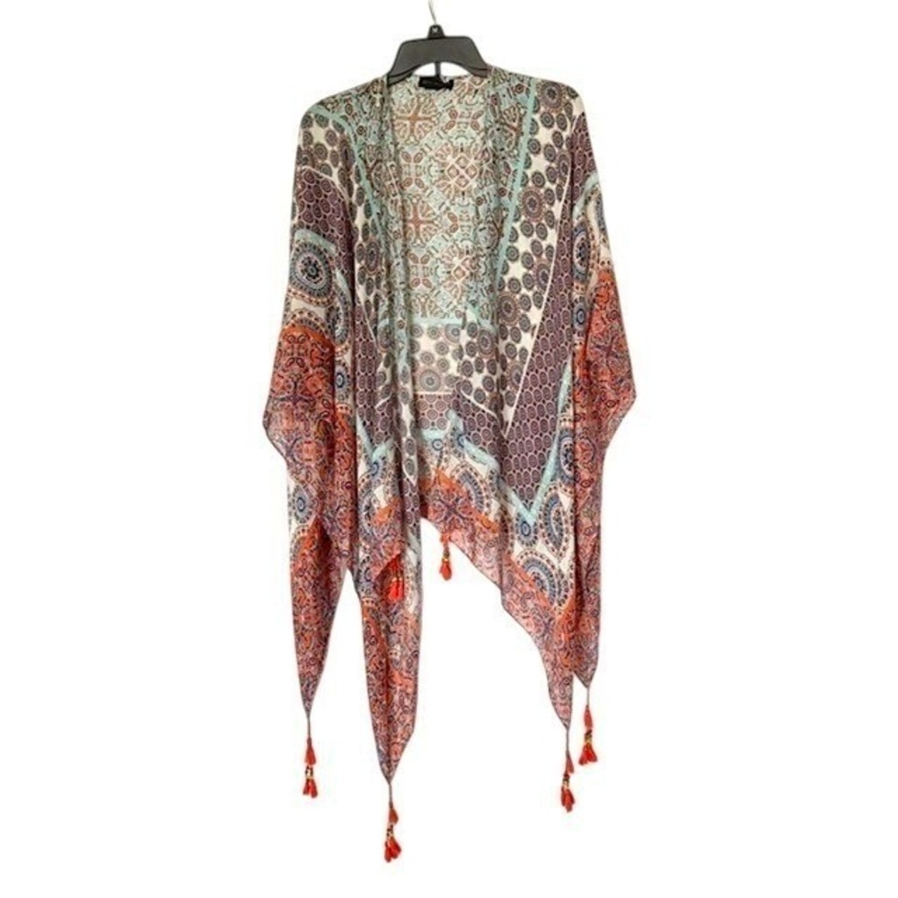 Steve Madden Boho Kimono Womens OSFM Multicolor Wrap Cardigan
